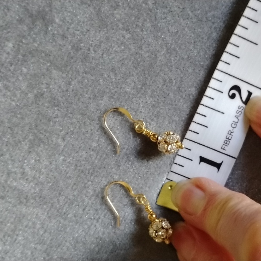 HAND CRAFTED SWAROVSKI CRYSTAL DISCO BALL EARRINGS - Picture 7 of 7